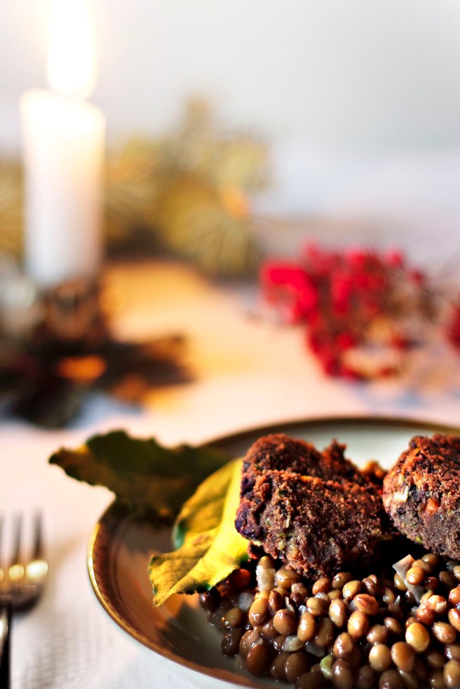 polpette di azuki con lenticchie, al posto del cotechino